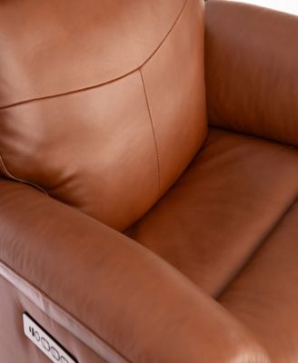 39" Leather Rex Power Swivel Gliding Recliner with Power Headrest Lumbar