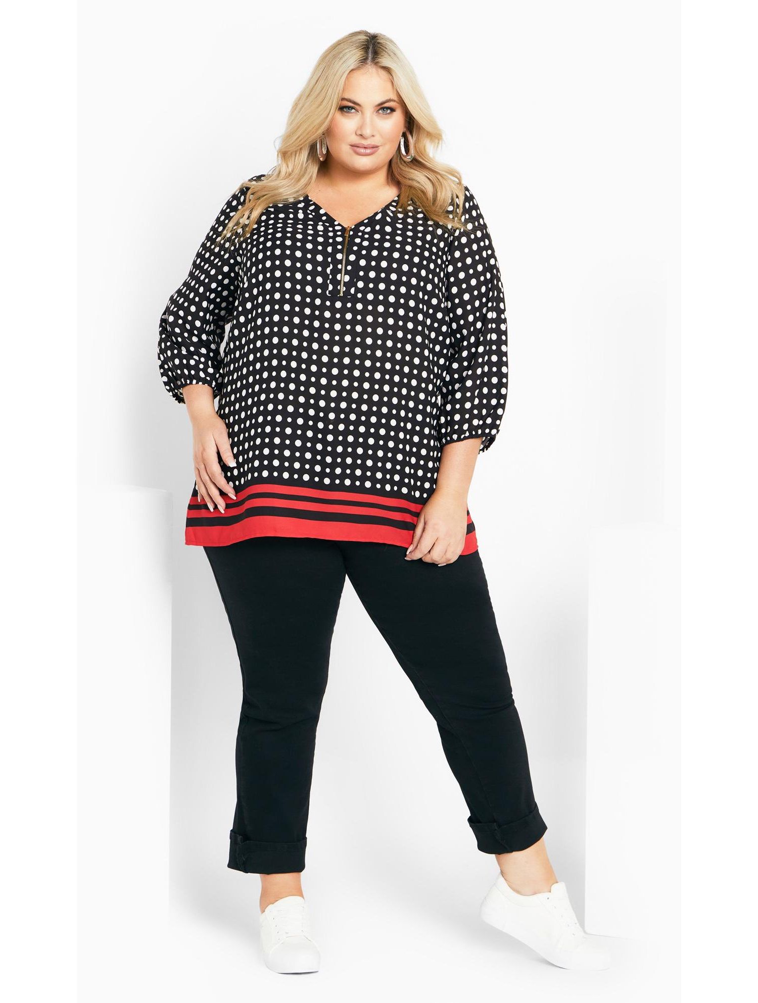 Women's Plus Size Malia Zip Border Top