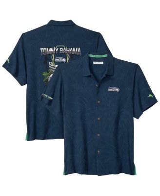 Tommy Bahama - Men's College Navy Seattle Seahawks Endzone Paradise COOLMAX Button-Up Shirt