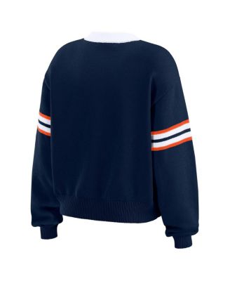 Women's Navy Denver Broncos Lace-Up Pullover Sweatshirt