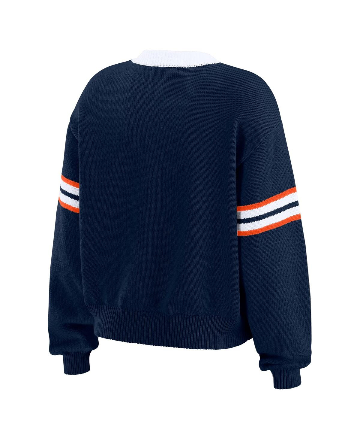 Wear by Erin Andrews Women's Navy Denver Broncos Lace-Up Pullover Sweatshirt