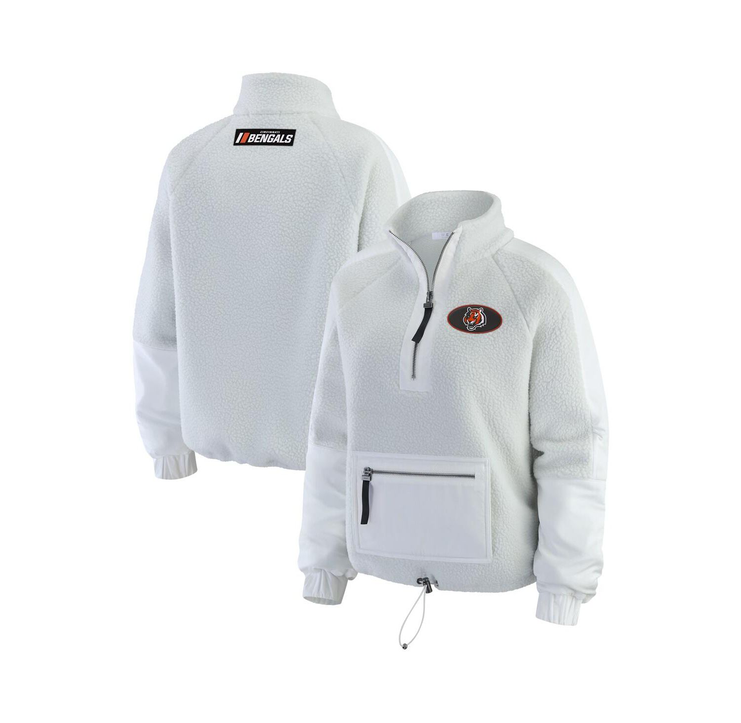 Women's White Cincinnati Bengals Polar Fleece Half-Zip Jacket