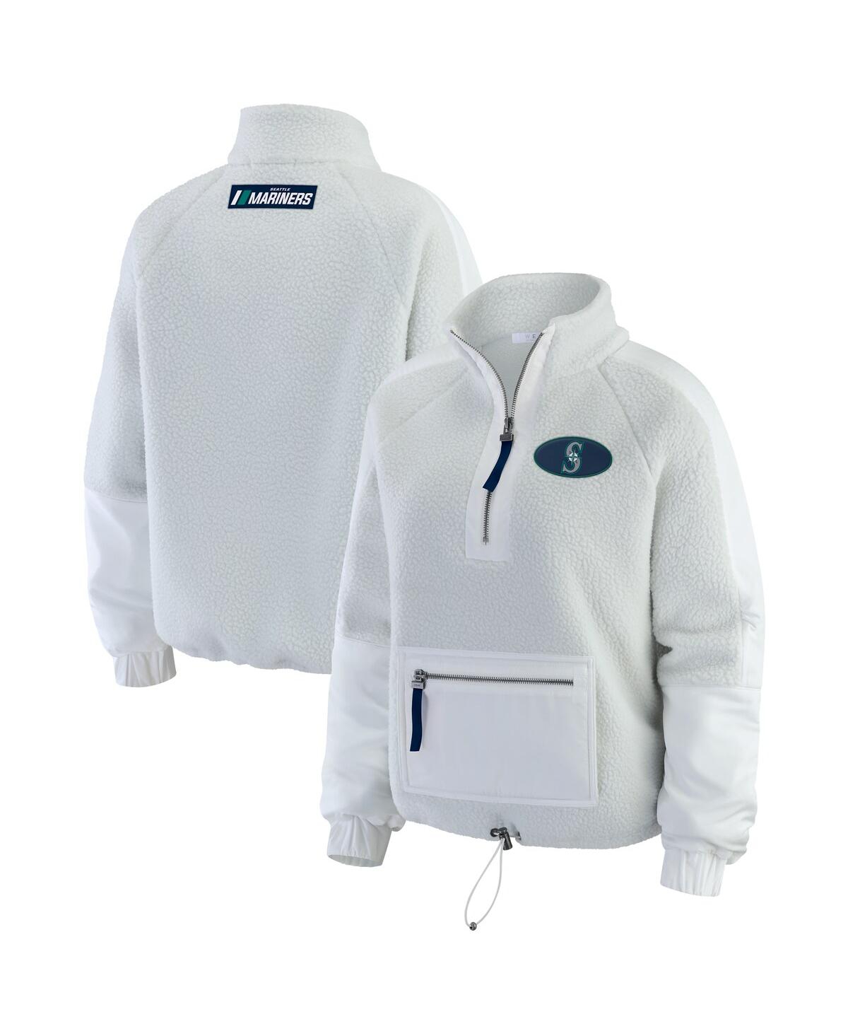 Wear by Erin Andrews Women's Gray Seattle Mariners Polar Fleece Quarter-Zip Jacket
