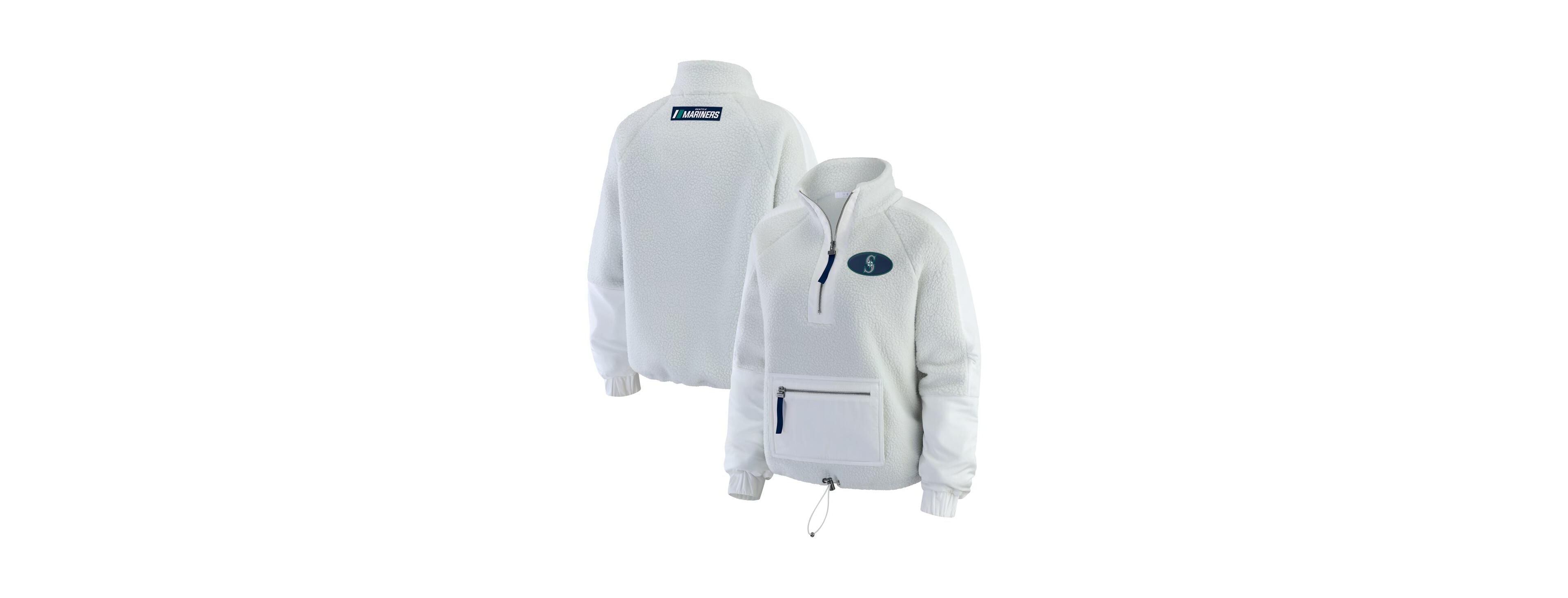 Wear by Erin Andrews Women's Gray Seattle Mariners Polar Fleece Quarter-Zip Jacket
