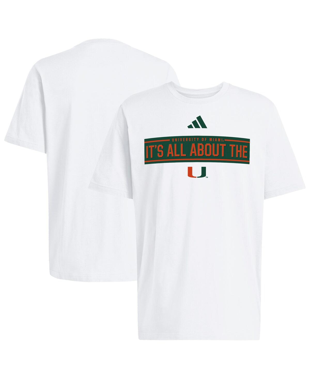 Adidas Men's White Miami Hurricanes Locker Slogan Pre-Game T-Shirt