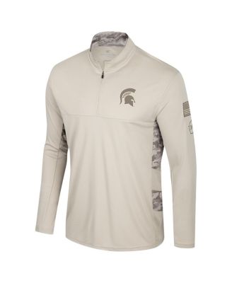 Men's Natural Michigan State Spartans OHT Military Appreciation Quarter-Zip Jacket