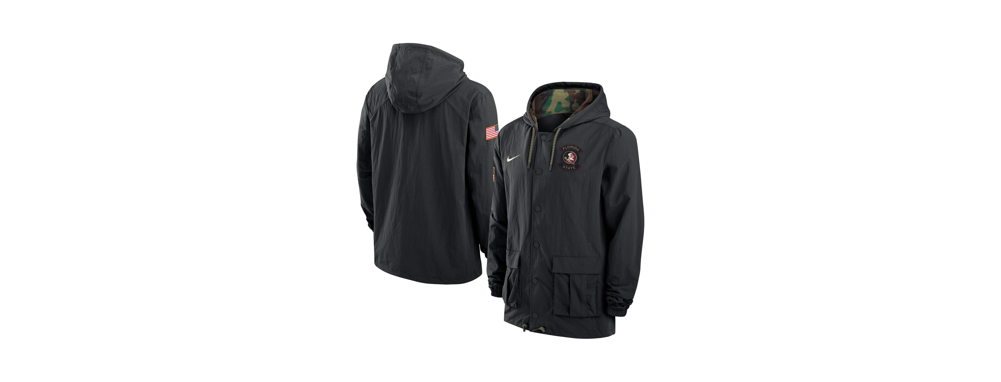 Nike Men's Black Florida State Seminoles 2025 Ncaa Military Appreciation Full-Snap Jacket