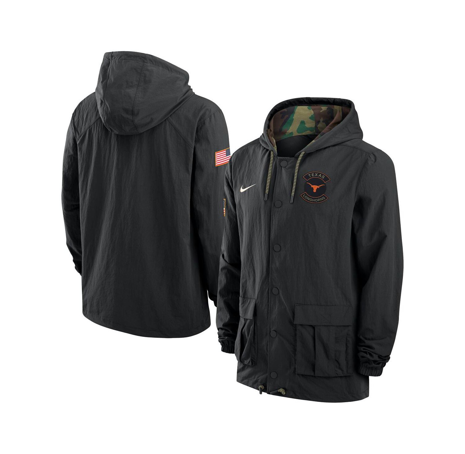 Men's Black Texas Longhorns 2025 NCAA Military Appreciation Full-Snap Jacket