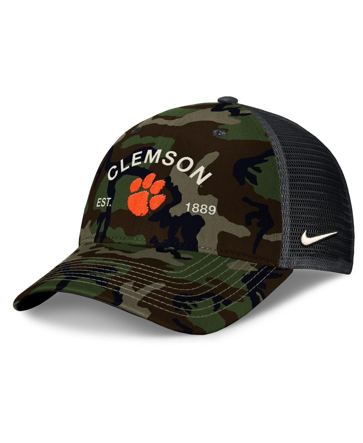 Nike Men's Camo Clemson Tigers 2025 Military Appreciation Rise Adjustable Trucker Hat