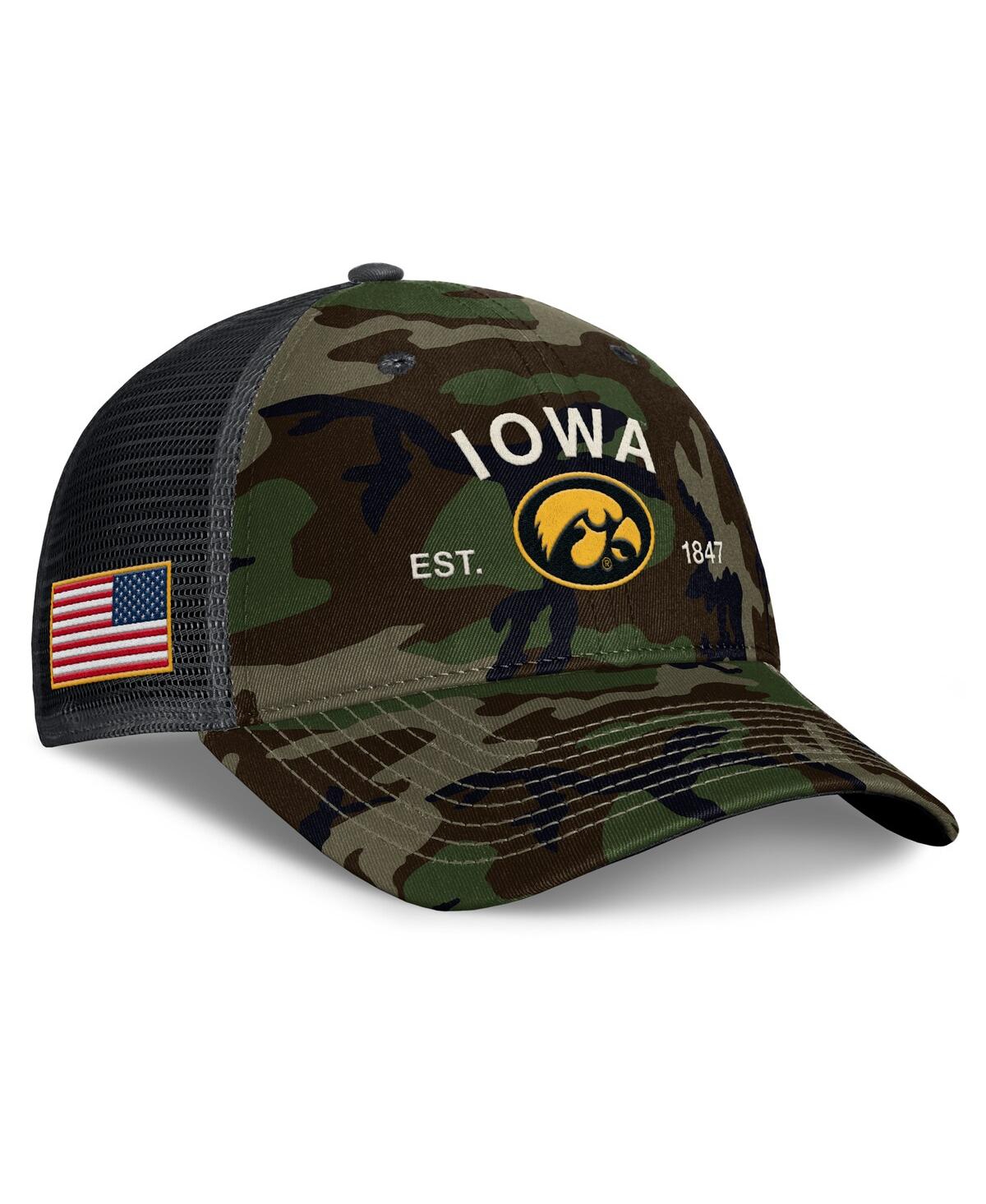 Nike Men's Camo Iowa Hawkeyes 2025 Military Appreciation Rise Adjustable Trucker Hat