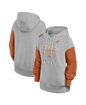 Nike - Women's Heather Gray/Texas Orange Texas Longhorns Oversized Legacy Phoenix Pullover Hoodie