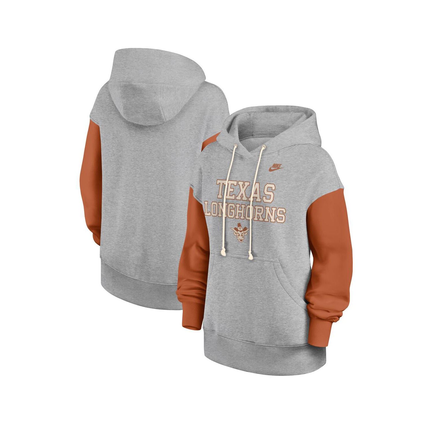Women's Heather Gray/Texas Orange Texas Longhorns Oversized Legacy Phoenix Pullover Hoodie