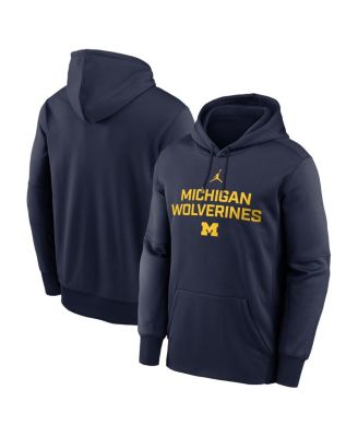 Jordan - Men's Navy Michigan Wolverines Team Stacked Performance Pullover Hoodie