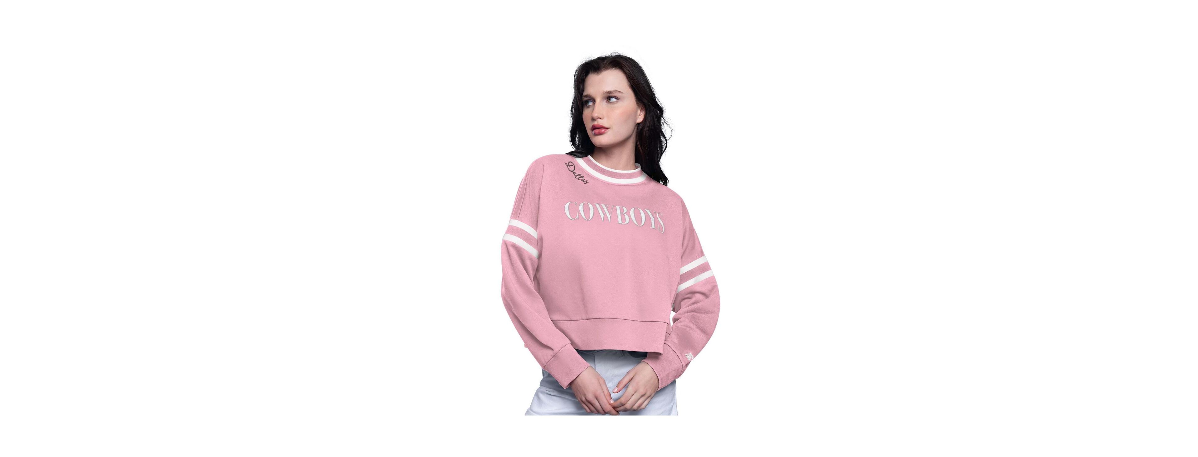 Starter Women's Pink Dallas Cowboys Power Play Cropped Pullover Sweatshirt
