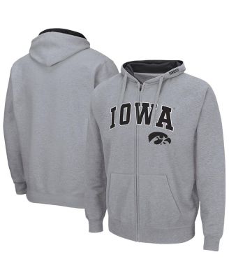 Colosseum - Men's Heather Gray Iowa Hawkeyes Arch Logo 3.0 Full-Zip Hoodie