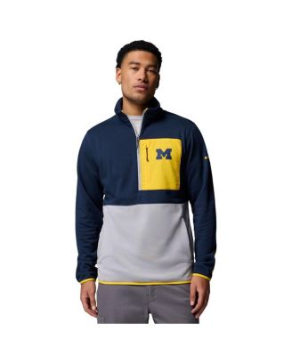Columbia - Men's Navy/Gray Michigan Wolverines Hike Omni-Wick Half-Zip Pullover