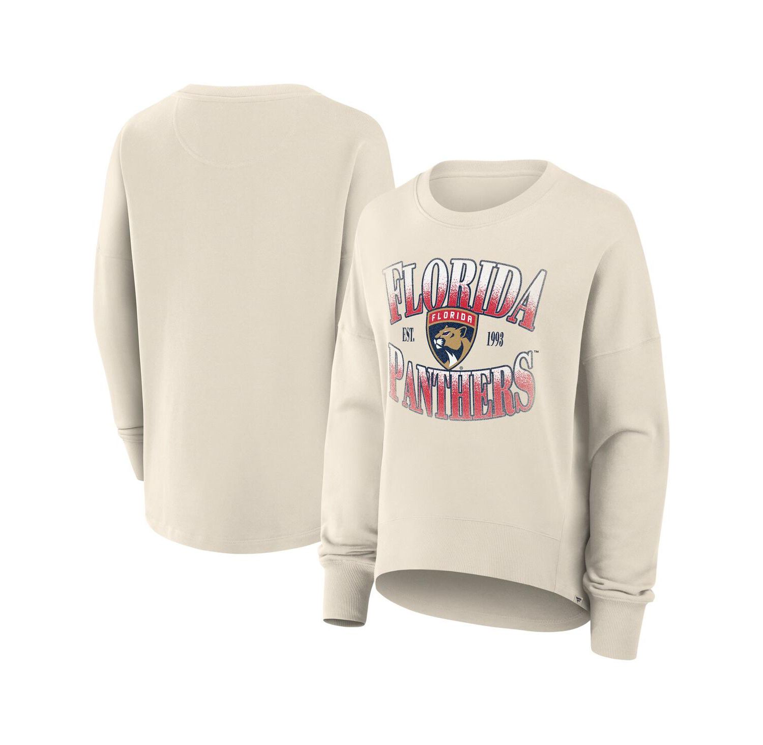 Women's Cream Florida Panthers Oversized Slice Pullover Sweatshirt