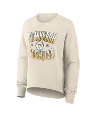 Women's Cream Pittsburgh Penguins Oversized Vintage Slice Pullover Sweatshirt