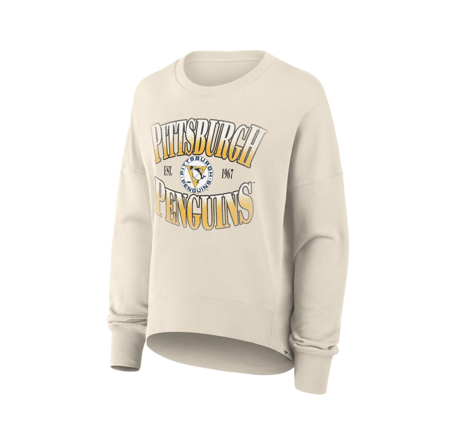 Women's Cream Pittsburgh Penguins Oversized Vintage Slice Pullover Sweatshirt