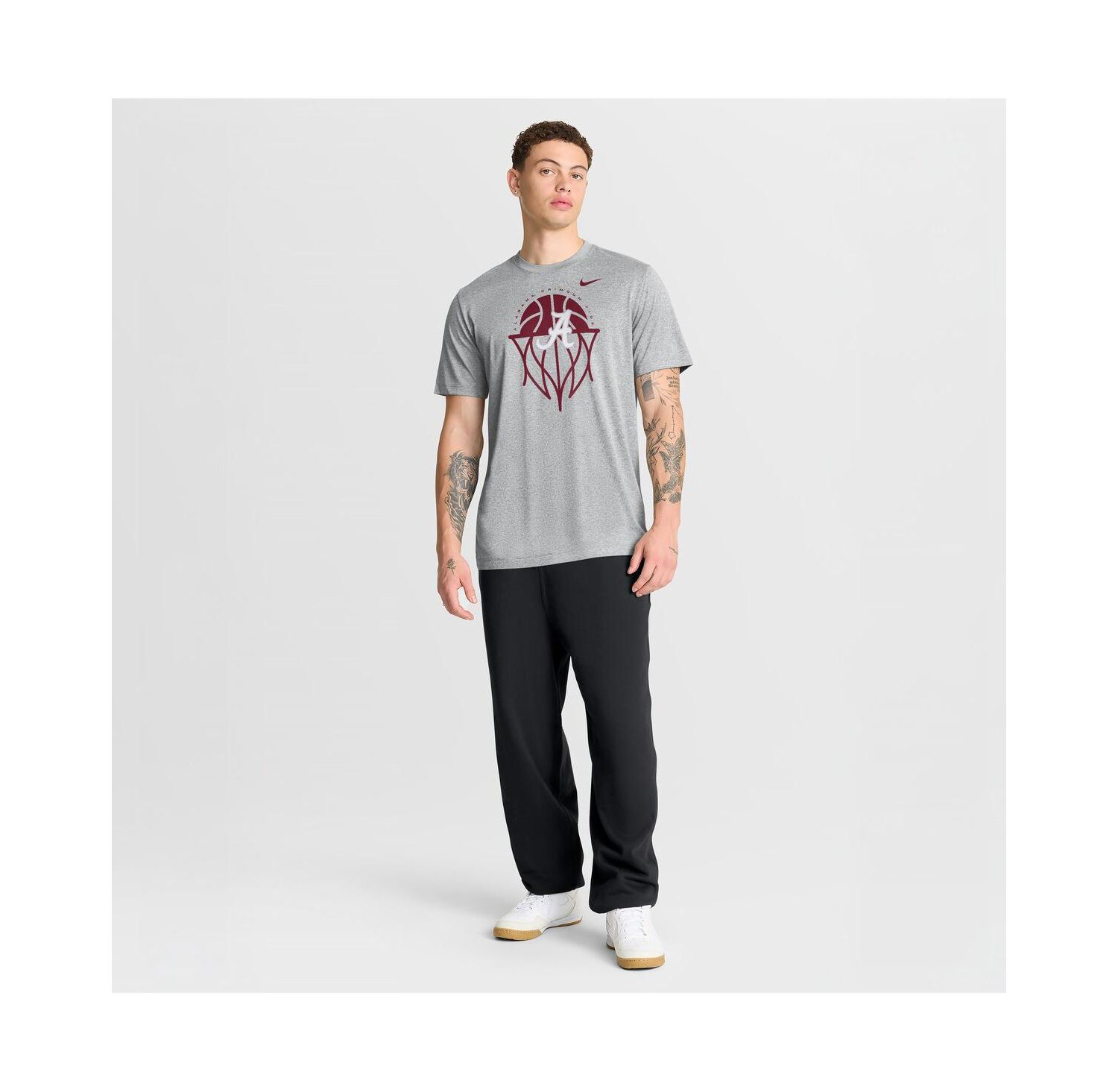 Men's Gray Alabama Crimson Tide Basketball Icon Legend T-Shirt