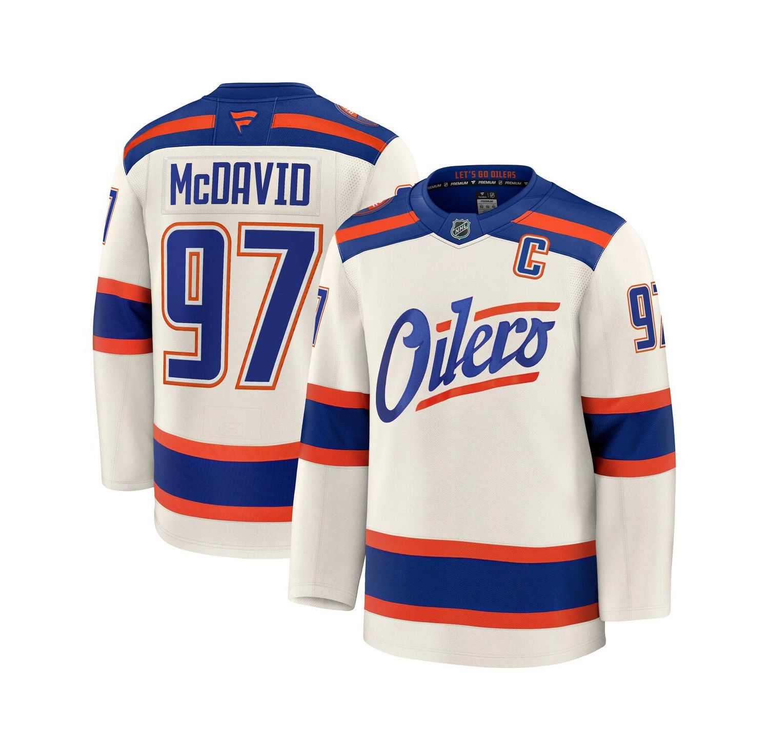 Men's Connor McDavid Light Beige Edmonton Oilers Alternate Premium Jersey