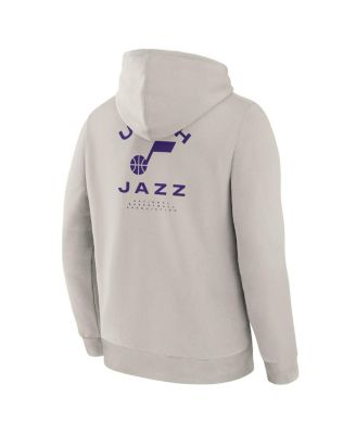 Men's Off White Utah Jazz Crossover Collection Blocked Shot Premium Pullover Hoodie