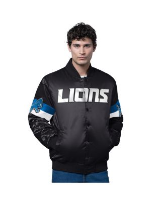 Starter - Men's Black Detroit Lions Triple Option Full-Snap Varsity Jacket