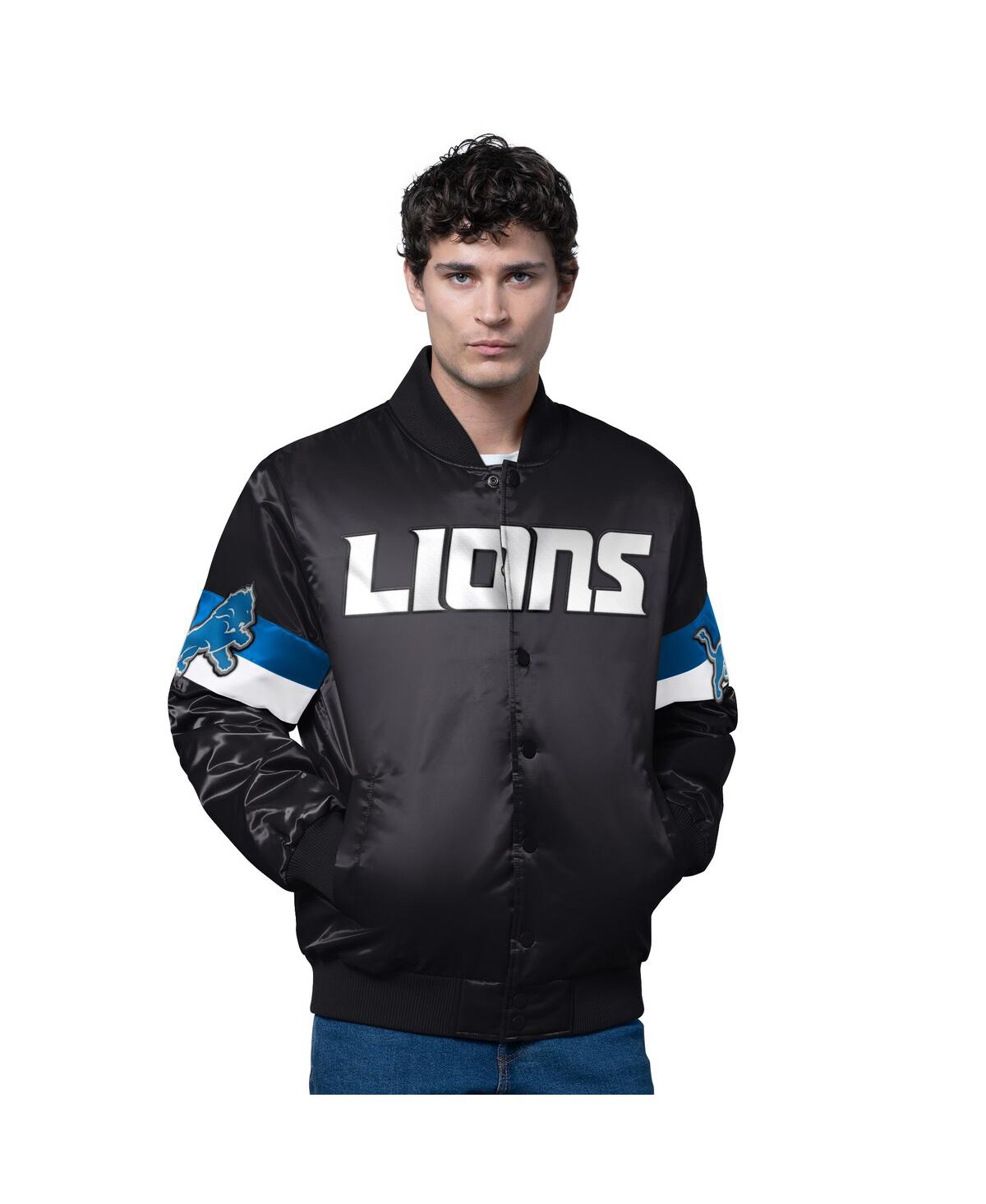 Starter Men's Black Detroit Lions Triple Option Full-Snap Varsity Jacket