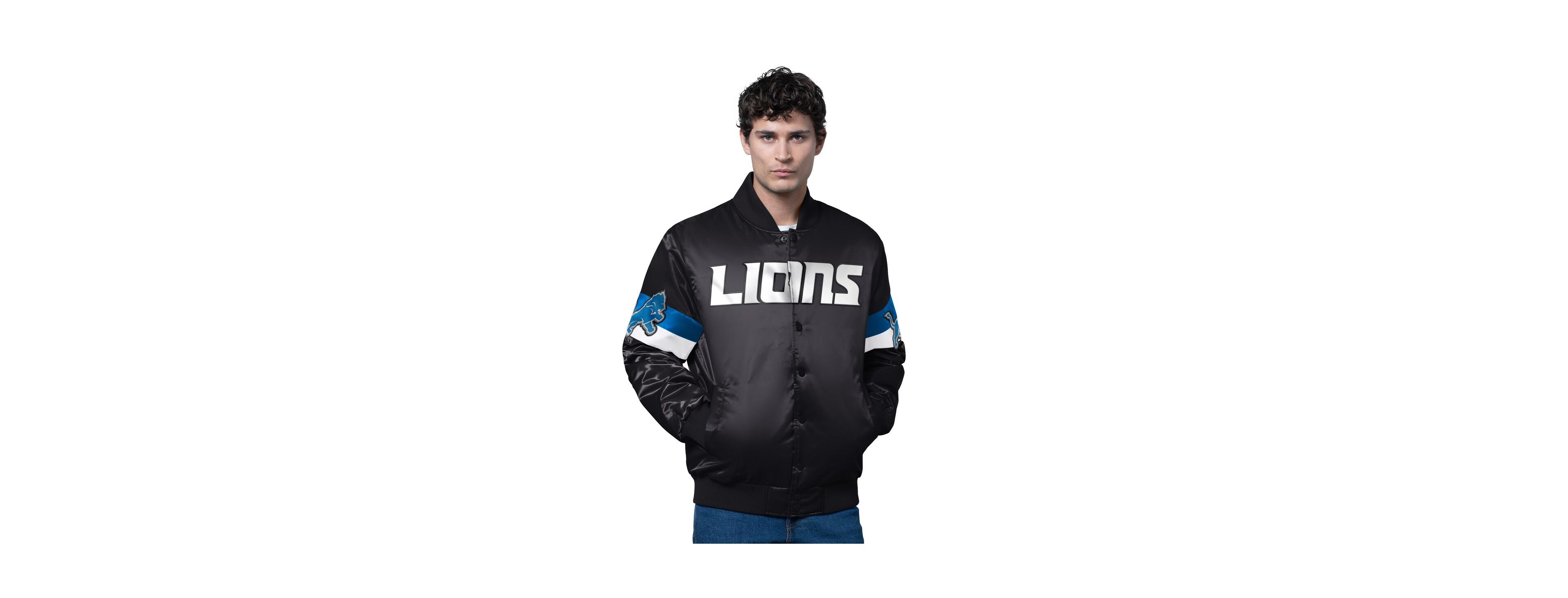 Starter Men's Black Detroit Lions Triple Option Full-Snap Varsity Jacket