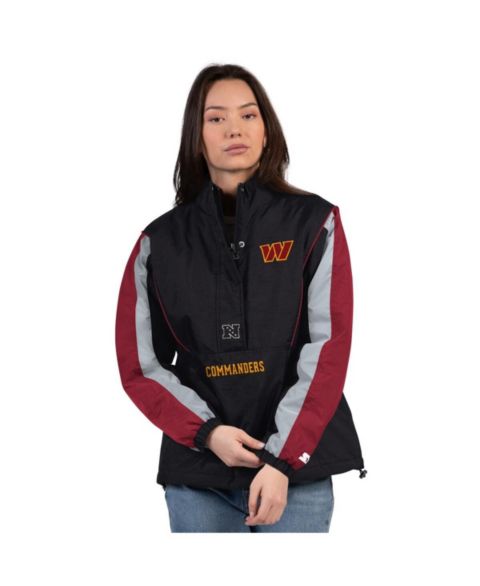 Женские куртки Starter Women's Black/Burgundy Washington Commanders Thursday Night Gridiron Half-Zip Jacket