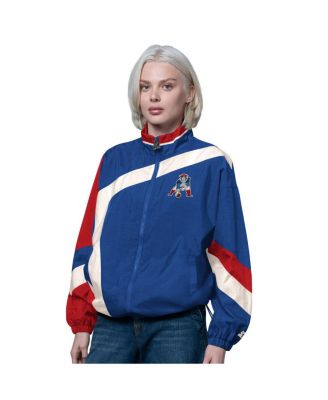 Women's Royal/Red New England Patriots Vintage 1st Quarter Full-Zip Windbreaker