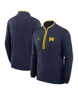 Jordan - Men's Navy Michigan Wolverines Courtside Victory Dri-FIT Half-Zip Pullover Sweatshirt