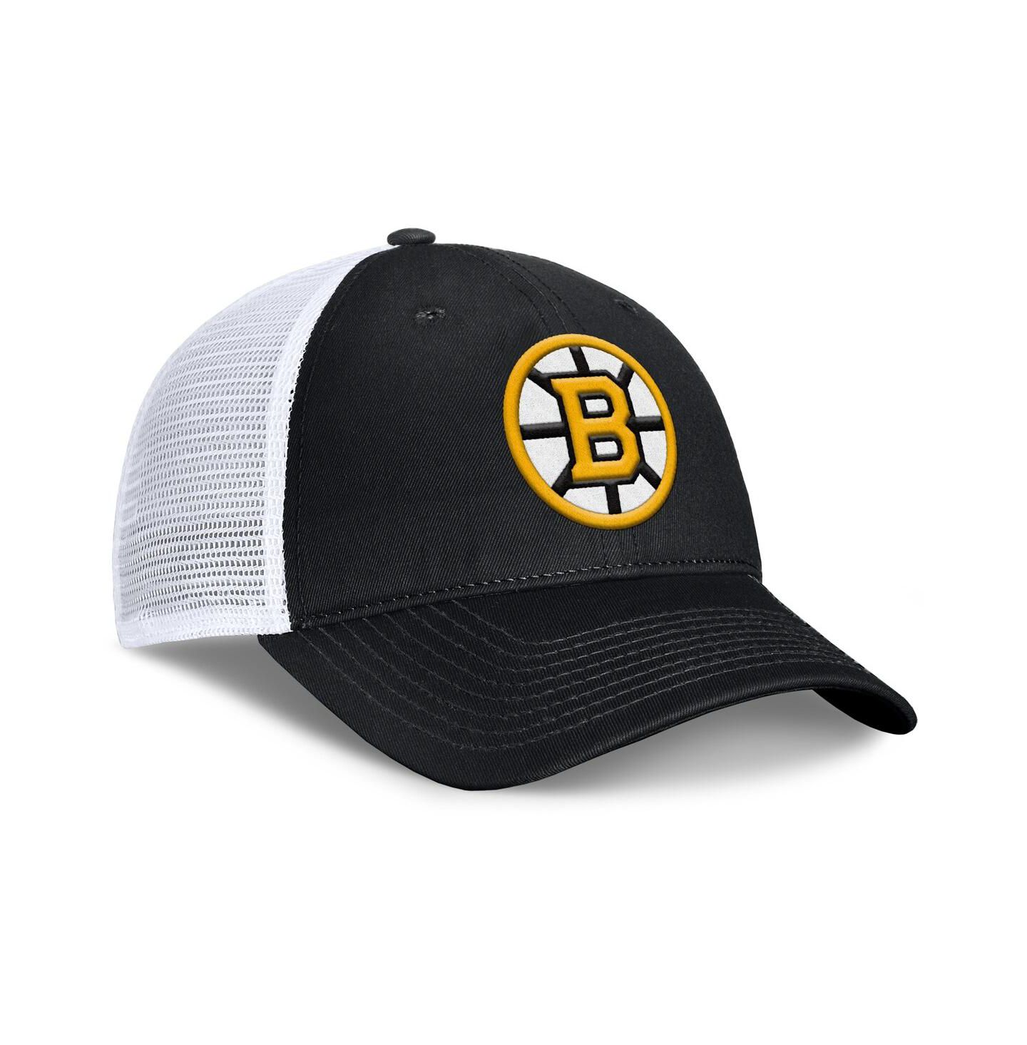 Мужская кепка Fanatics Black/White Boston Bruins Core Primary Logo Trucker Adjustable Hat — фото 3