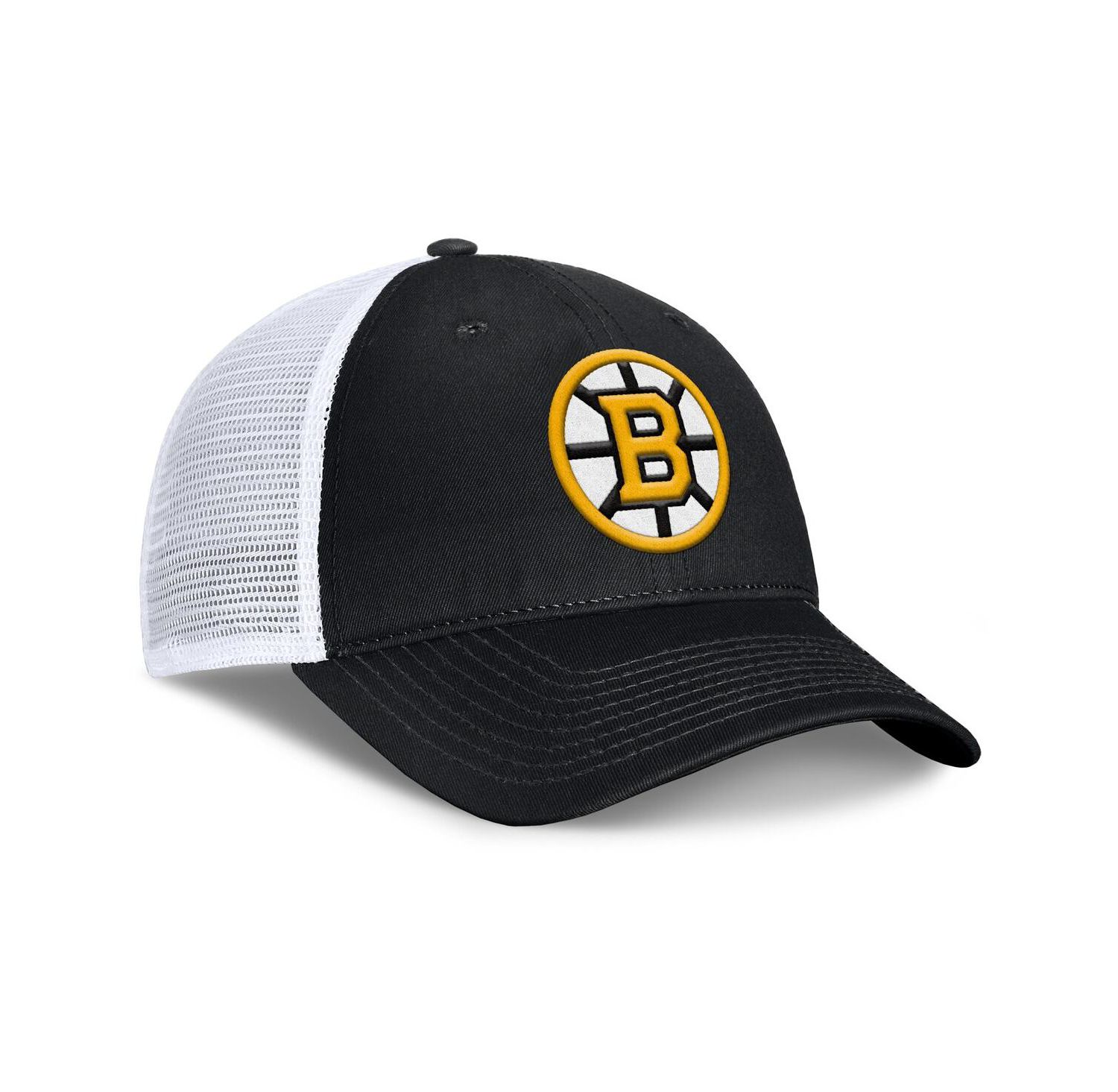 Men's Black/White Boston Bruins Core Primary Logo Trucker Adjustable Hat