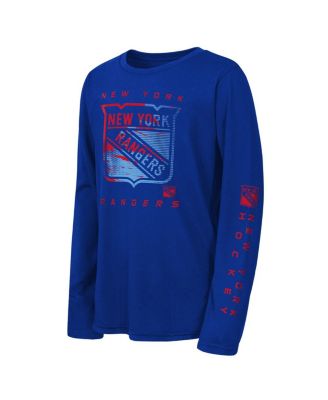 Outerstuff - Big Boys and Girls Blue New York Rangers Seize the Win Long Sleeve T-Shirt