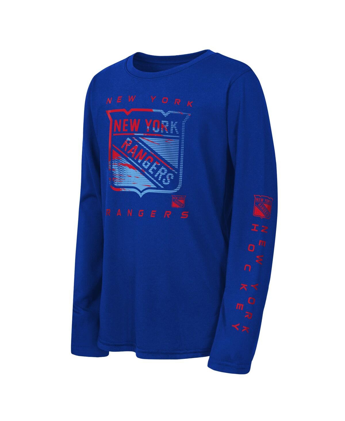 Outerstuff Big Boys and Girls Blue New York Rangers Seize the Win Long Sleeve T-Shirt