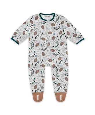 Baby Boys and Girls Newborn 2-Piece Philadelphia Eagles Sleep and Play Full-Zip Sleeper Bib Set