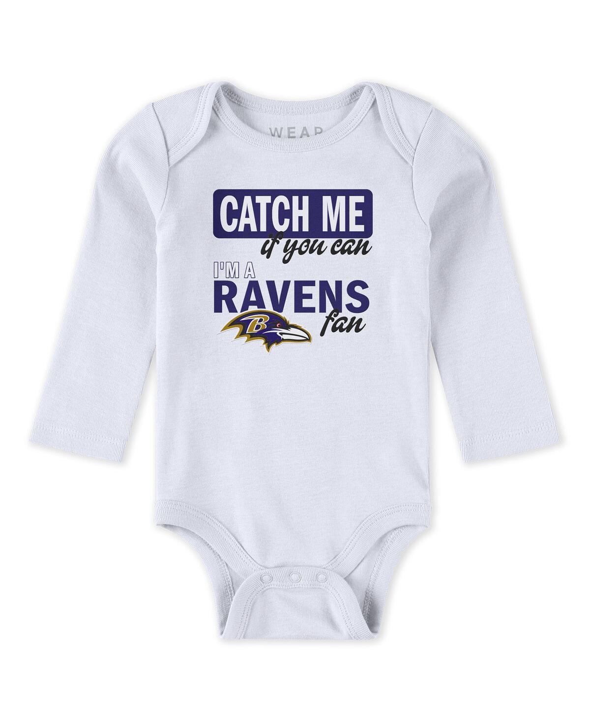 Wear by Erin Andrews Baby Boys and Girls Newborn 3-Piece Baltimore Ravens Turn Me Around Bodysuits Pant Set