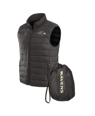 Fanatics - Men's Black Baltimore Ravens Packable Full-Zip Vest with Travel Bag