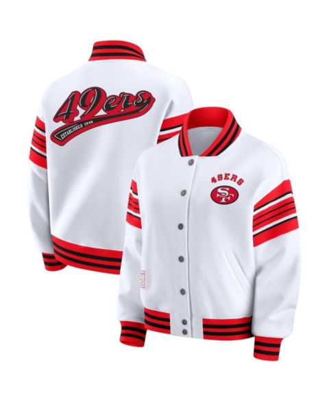 Женские худи WEAR by Erin Andrews Women's White San Francisco 49ers Plus Size Full-Snap Fleece Sweatshirt Jacket