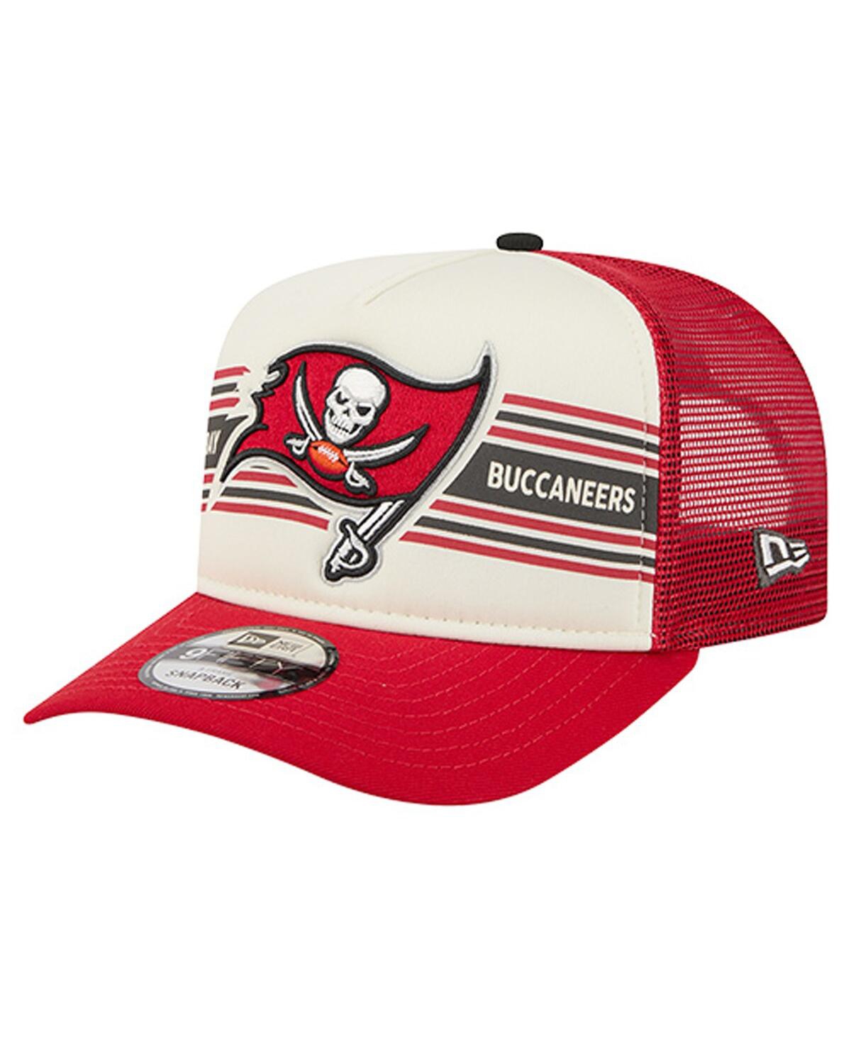 New Era Men's Cream/Red Tampa Bay Buccaneers Banner A-Frame 9FIFTY Trucker Snapback Hat