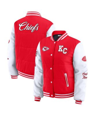 WEAR by Erin Andrews - Women's Red Kansas City Chiefs Varsity Full-Snap Puffer Jacket