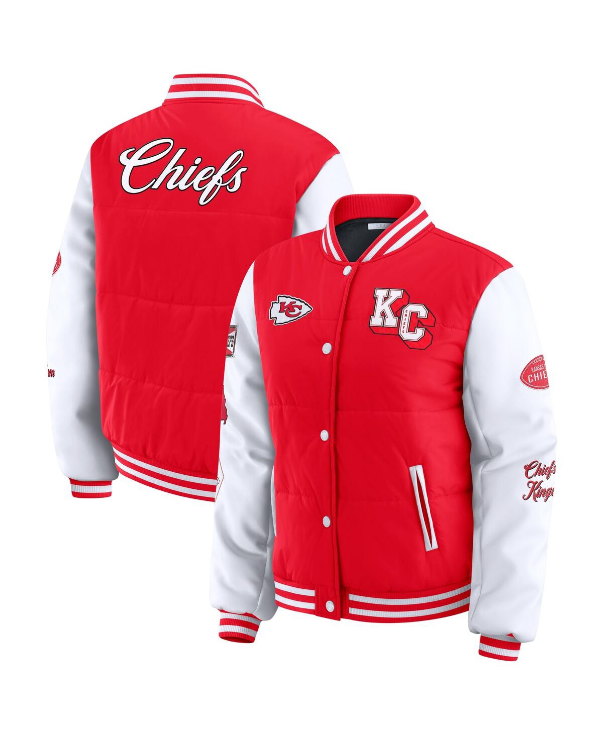 Wear by Erin Andrews Women's Red Kansas City Chiefs Varsity Full-Snap Puffer Jacket