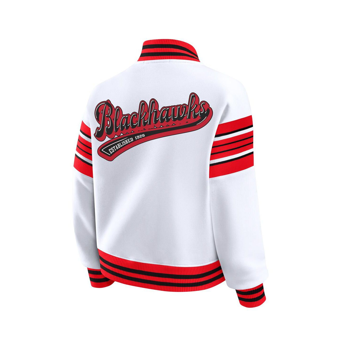 Женская куртка WEAR by Erin Andrews White/Red Chicago Blackhawks Full-Snap Fleece Sweatshirt — фото 3