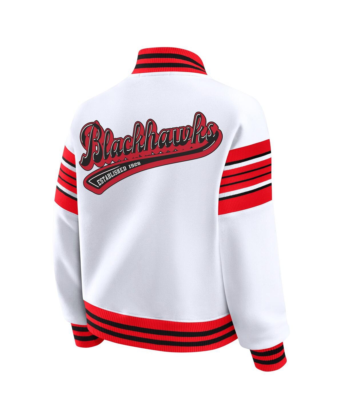 Wear by Erin Andrews Women's White/Red Chicago Blackhawks Full-Snap Fleece Sweatshirt Jacket