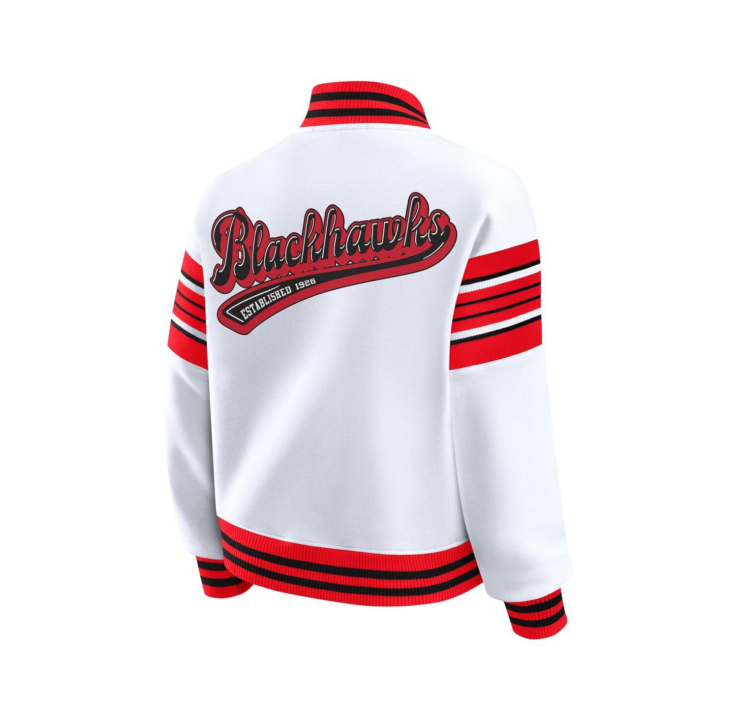 Women's White/Red Chicago Blackhawks Full-Snap Fleece Sweatshirt Jacket