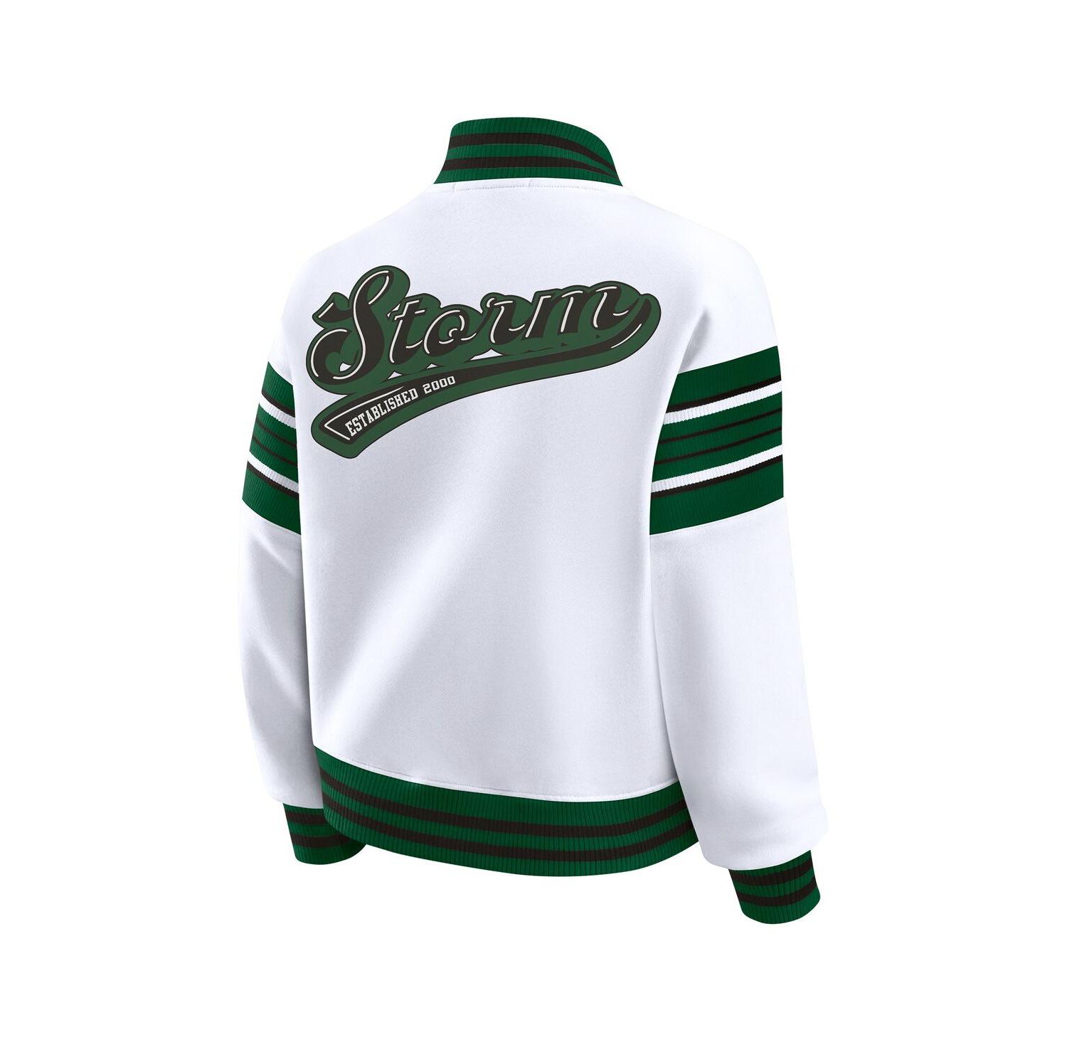 Women's White/Green Seattle Storm Full-Snap Fleece Sweatshirt Jacket