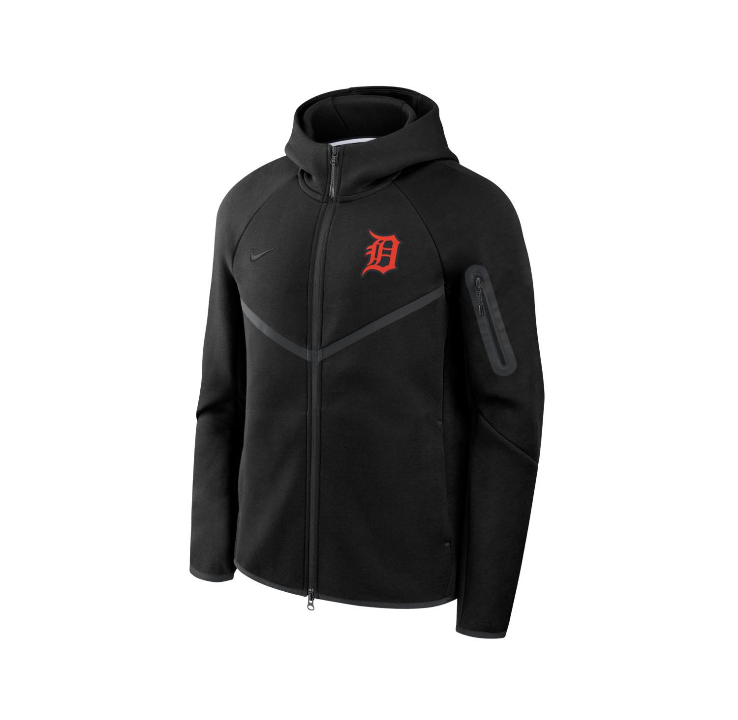 Men's Black Detroit Tigers Tech Fleece Windrunner Full-Zip Hoodie Jacket