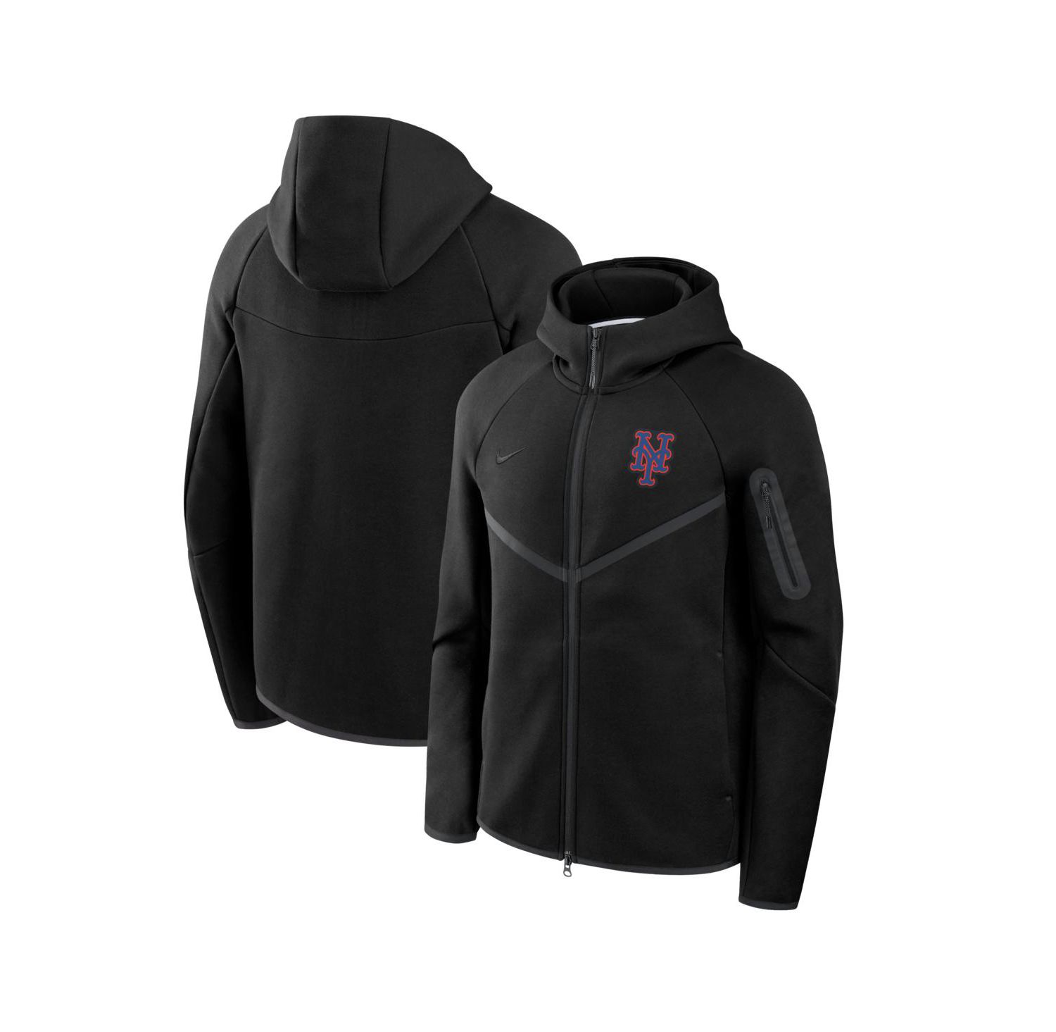 Men's Black New York Mets Tech Fleece Windrunner Full-Zip Hoodie Jacket