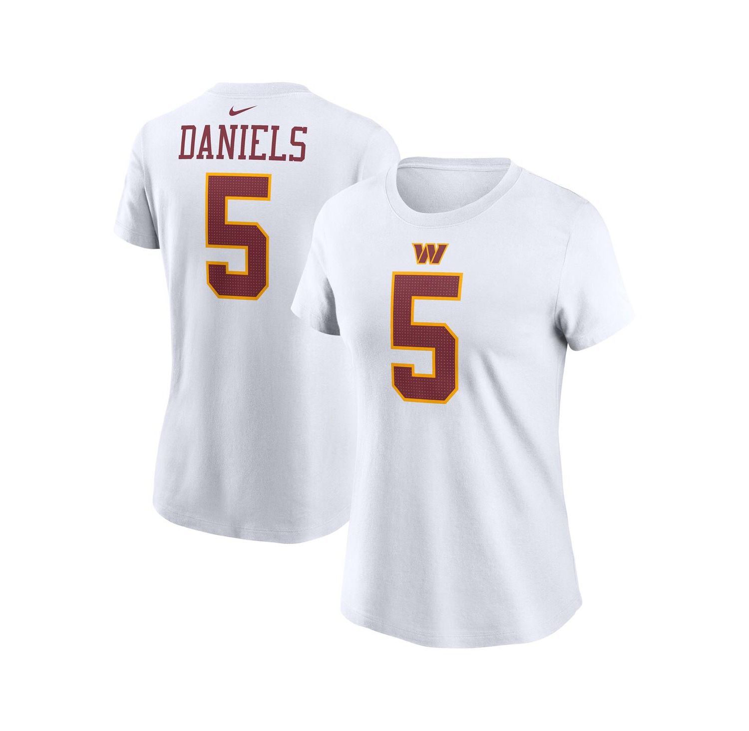 Women's Jayden Daniels White Washington Commanders Super Bowl Era Name & Number T-Shirt